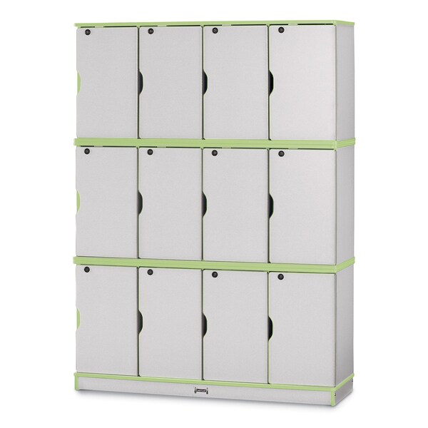 Rainbow Accents Stacking Lockable Lockers, Triple Stack, Key Lime Green